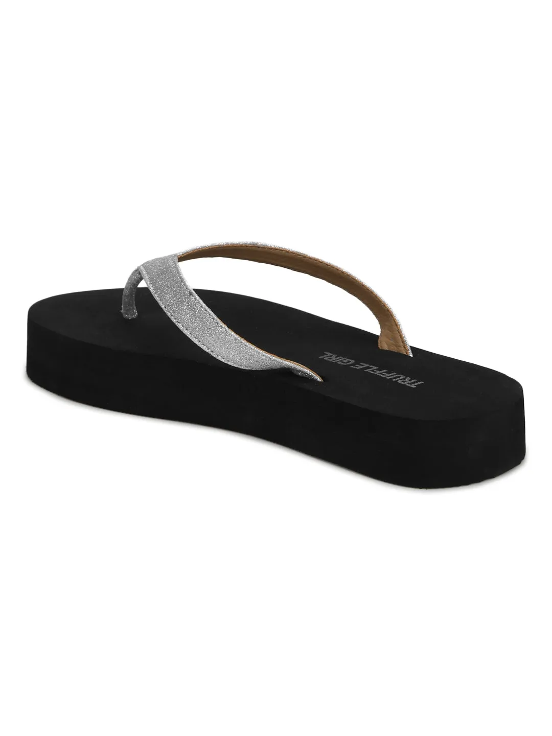 Black PU Silver Strap Slip Ons