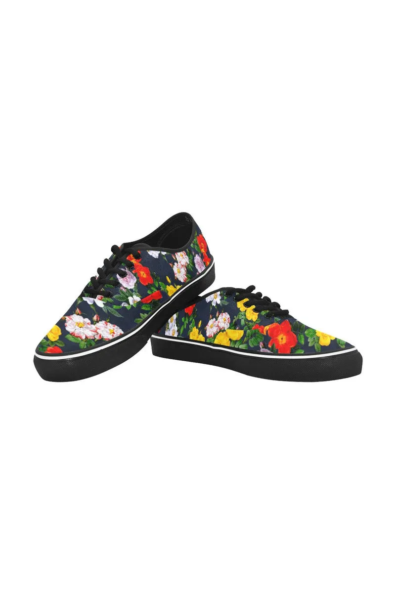 Flower Power Classic Women's Canvas Low Top Shoes (Model E001-4)