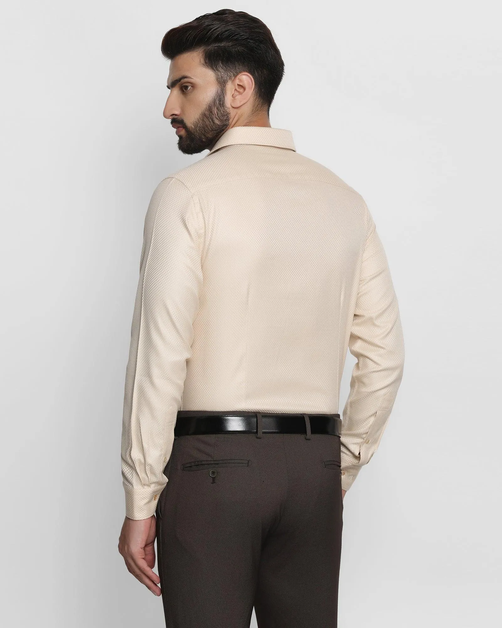 Formal Beige Textured Shirt - Lanos