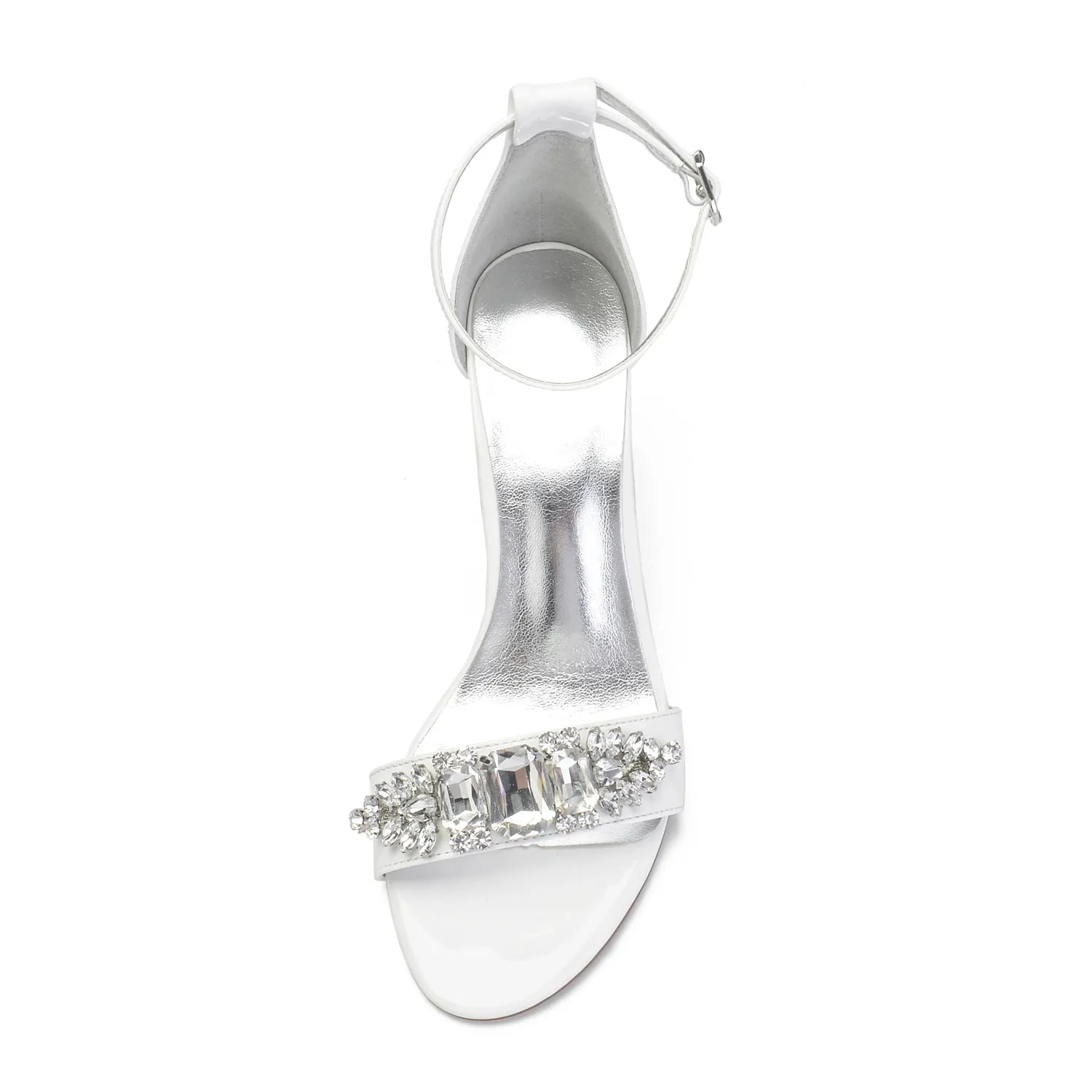 Funki Buys | Shoes | Women's Block Heel Crystal Satin Sandals