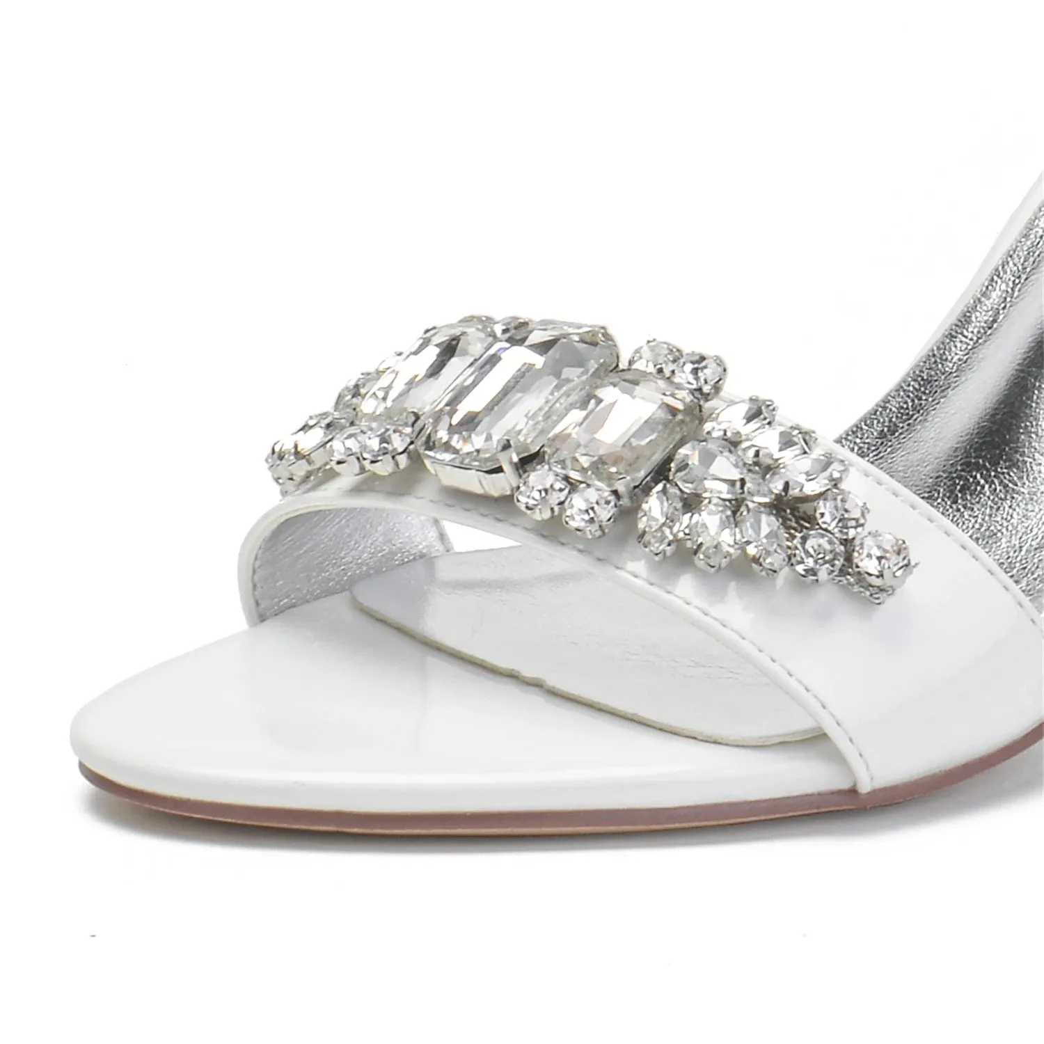 Funki Buys | Shoes | Women's Block Heel Crystal Satin Sandals