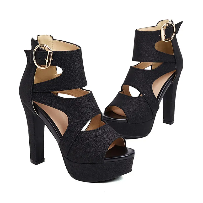 Funki Buys | Shoes | Women's Glitter Gladiator Platform Sandals