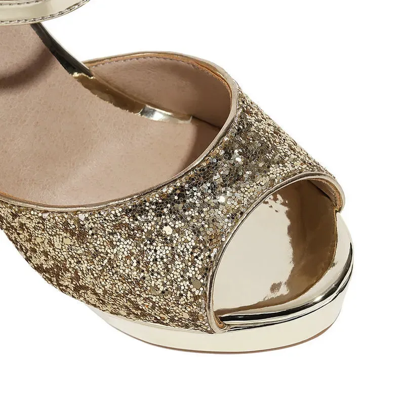 Funki Buys | Shoes | Women's Gold Silver High Chunky Sandals