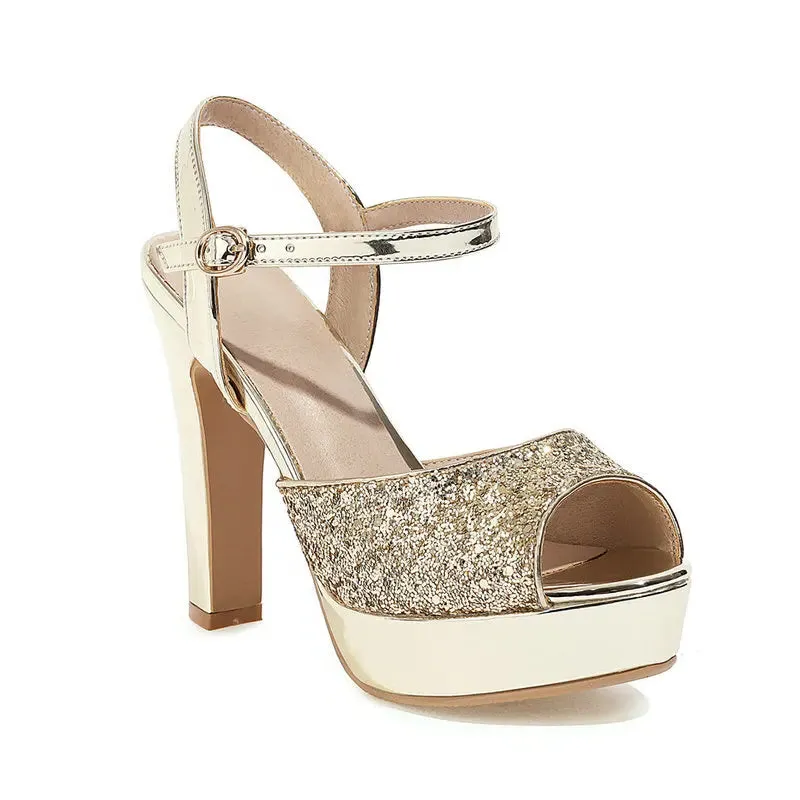 Funki Buys | Shoes | Women's Gold Silver High Chunky Sandals