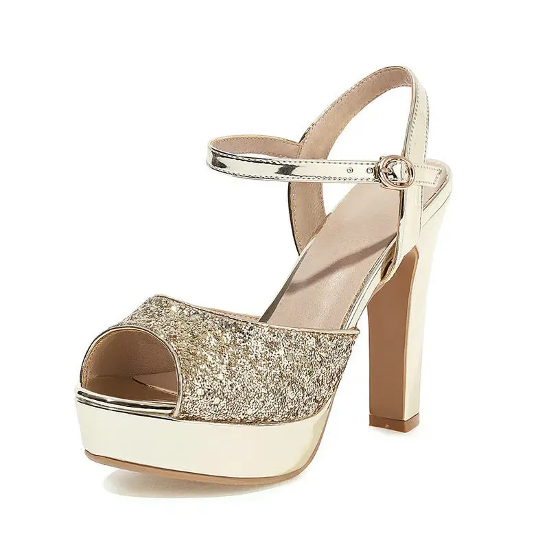 Funki Buys | Shoes | Women's Gold Silver High Chunky Sandals