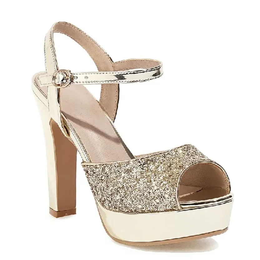 Funki Buys | Shoes | Women's Gold Silver High Chunky Sandals