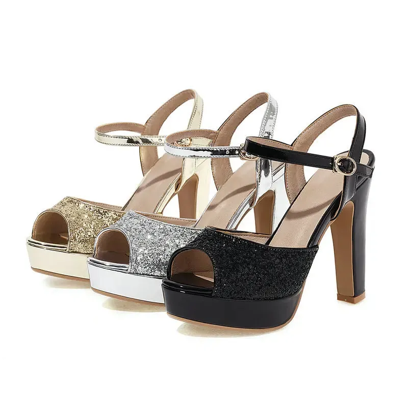 Funki Buys | Shoes | Women's Gold Silver High Chunky Sandals