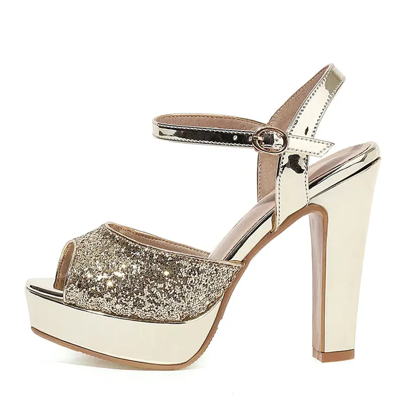 Funki Buys | Shoes | Women's Gold Silver High Chunky Sandals