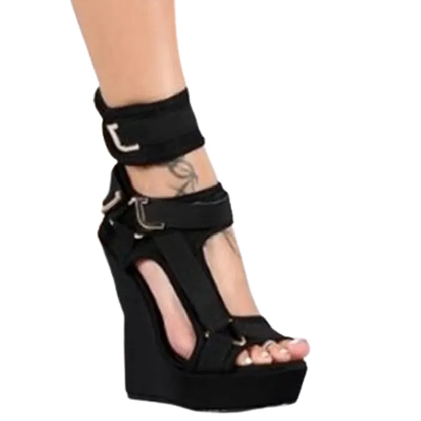 Funki Buys | Shoes | Women's High Buckle Strap Wedge Sandal