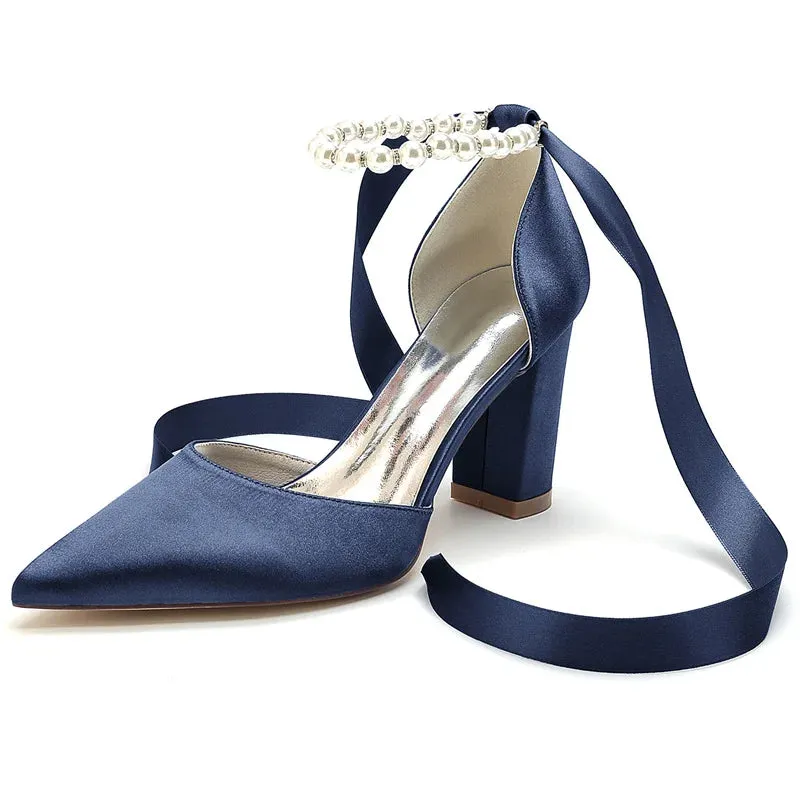 Funki Buys | Shoes | Women's Satin Pearl Ribbon Wedding Shoe