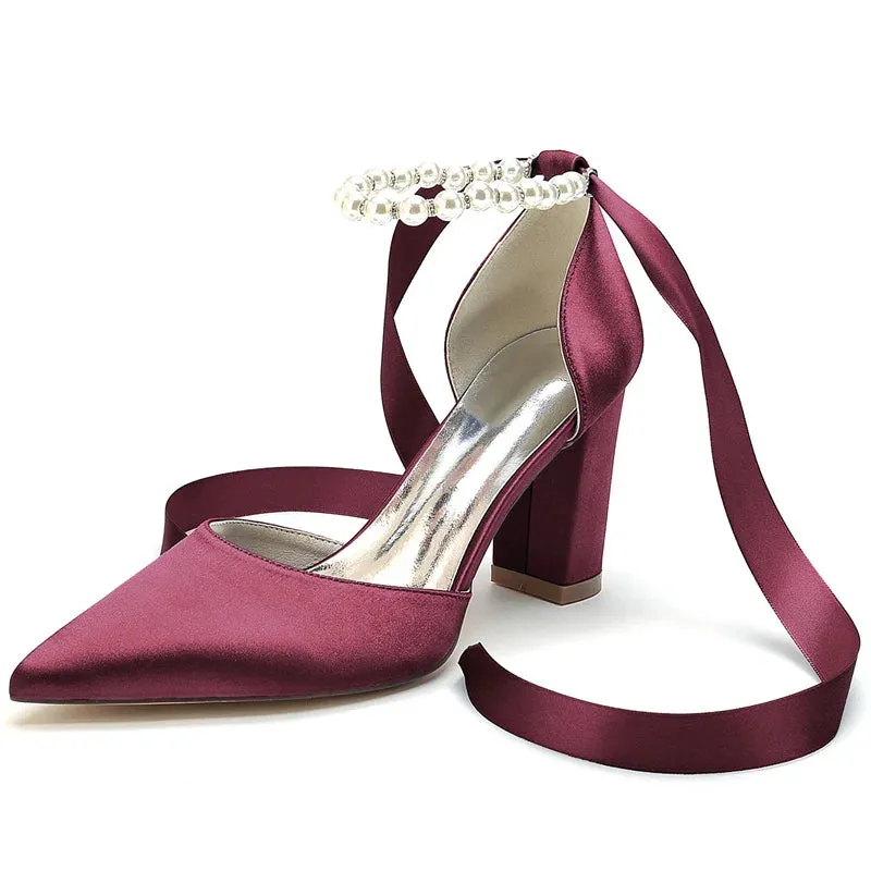 Funki Buys | Shoes | Women's Satin Pearl Ribbon Wedding Shoe