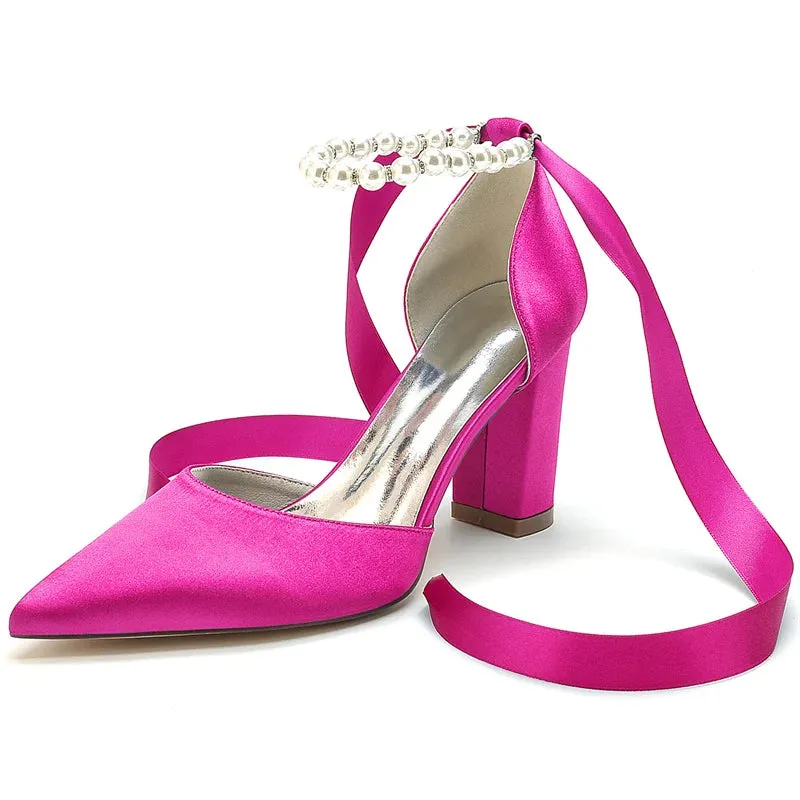 Funki Buys | Shoes | Women's Satin Pearl Ribbon Wedding Shoe