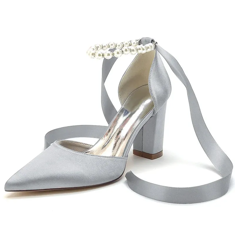 Funki Buys | Shoes | Women's Satin Pearl Ribbon Wedding Shoe