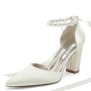 Funki Buys | Shoes | Women's Satin Pearl Ribbon Wedding Shoe