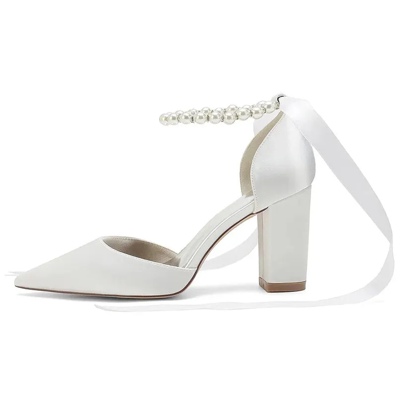 Funki Buys | Shoes | Women's Satin Pearl Ribbon Wedding Shoe