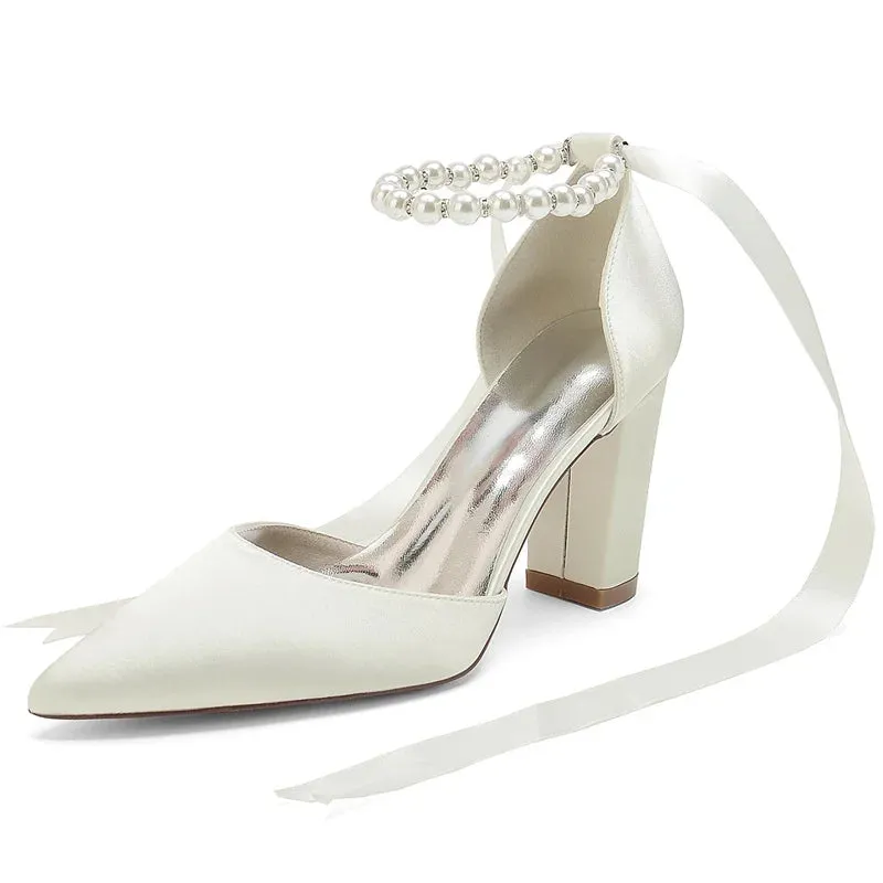 Funki Buys | Shoes | Women's Satin Pearl Ribbon Wedding Shoe