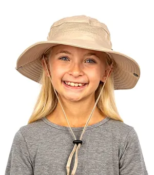 GearTOP UPF 50  Kids Sun hat to Protect Against UV Sun Rays - Kids Bucket Hat and Sun Hats for Kids Camping Fishing Safari Beige