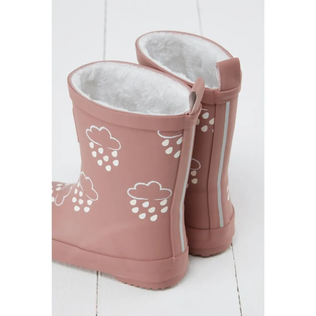 Grass & Air: Rose Colour-Changing Kids Wellies with Teddy Fleece Lining