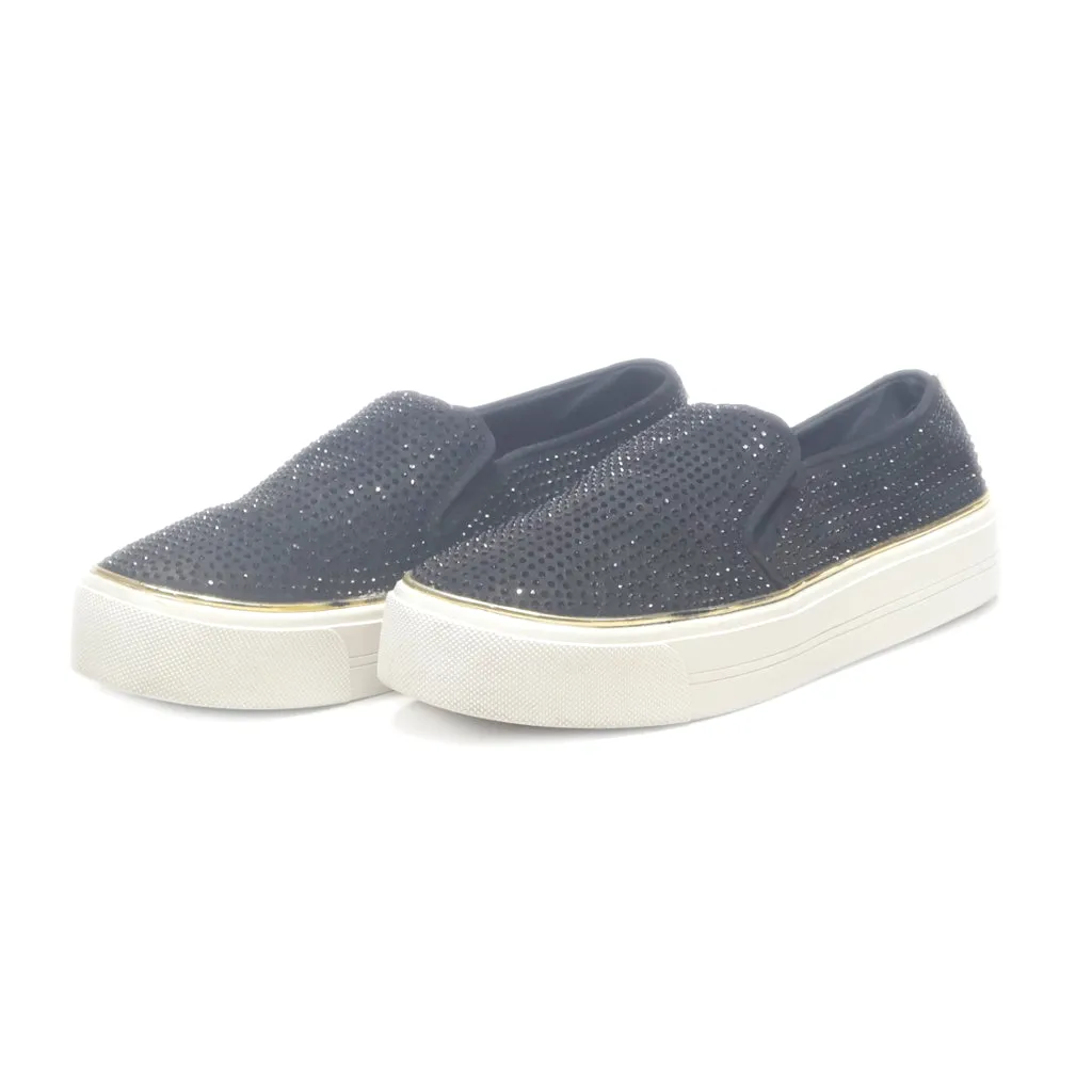 Guess Slip Ons Fabric Black Colour For Women