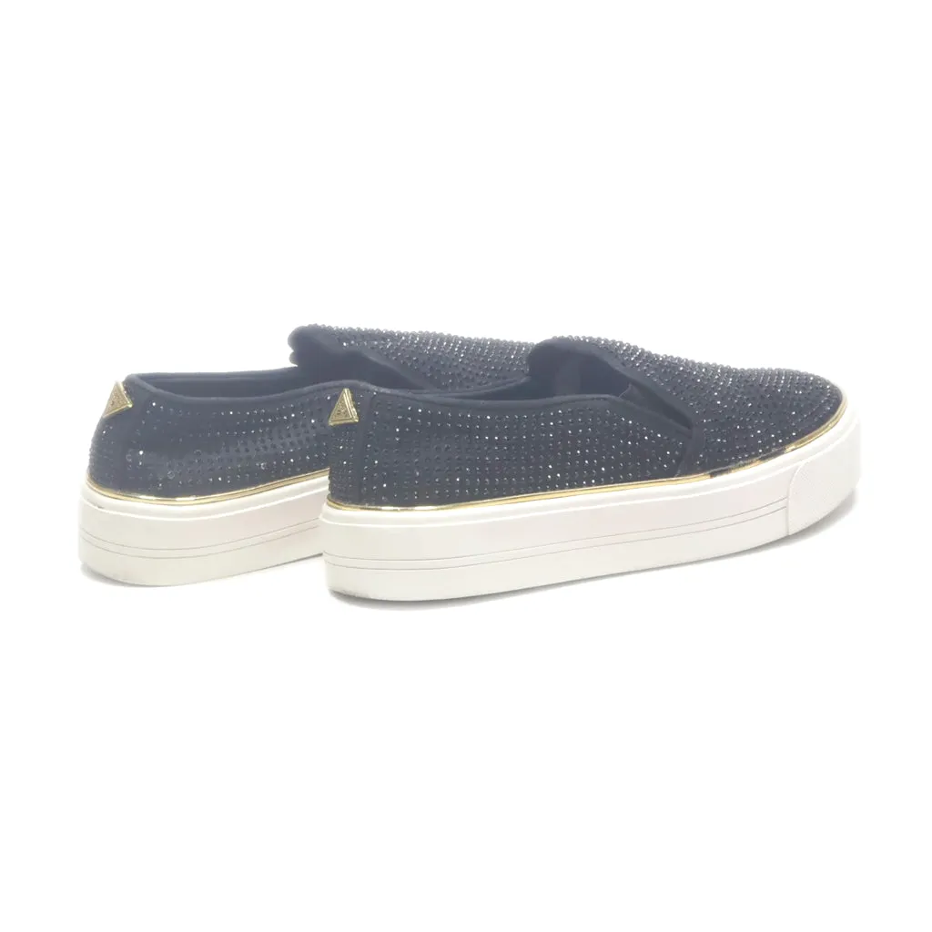 Guess Slip Ons Fabric Black Colour For Women