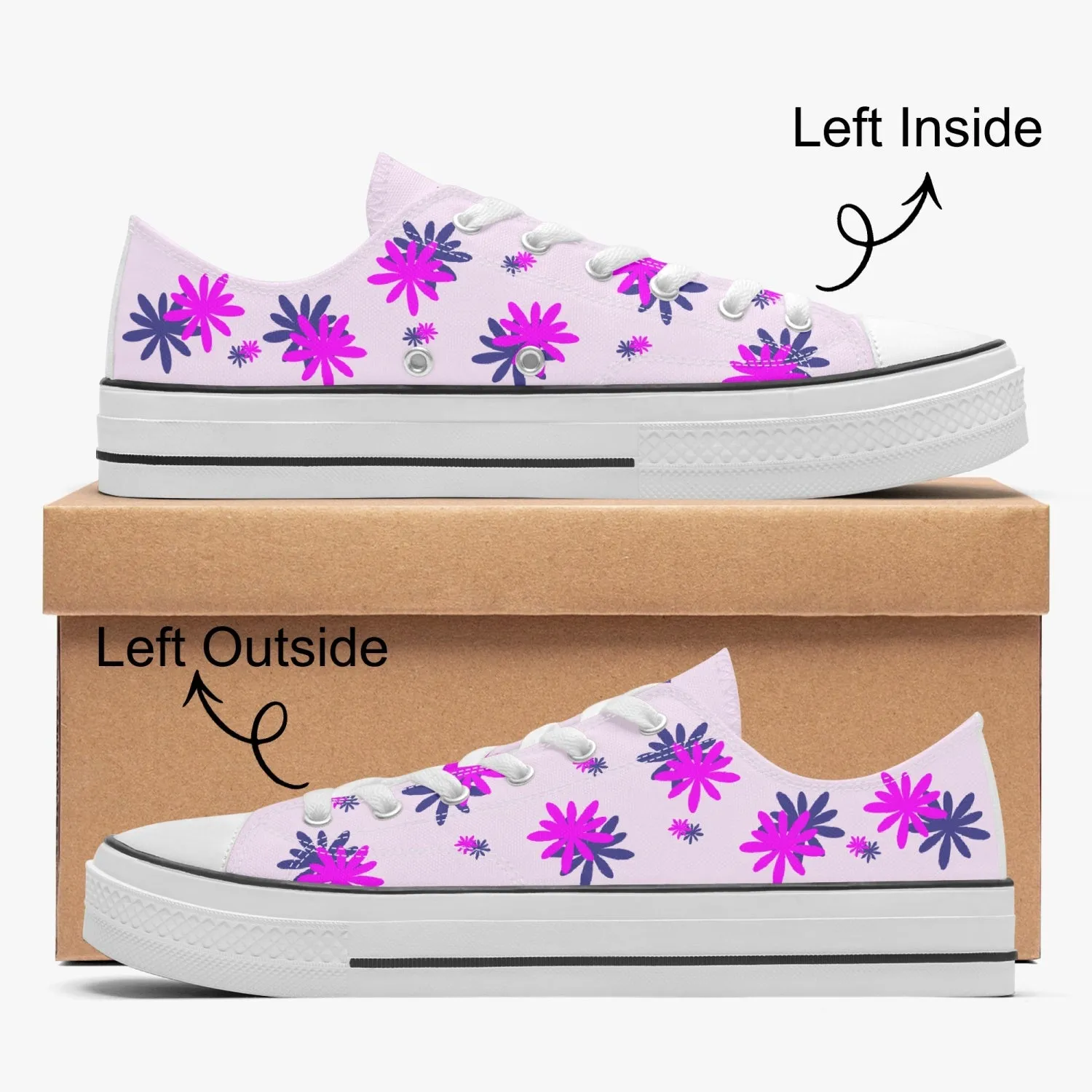 Low Canvas Shoes with Flowers