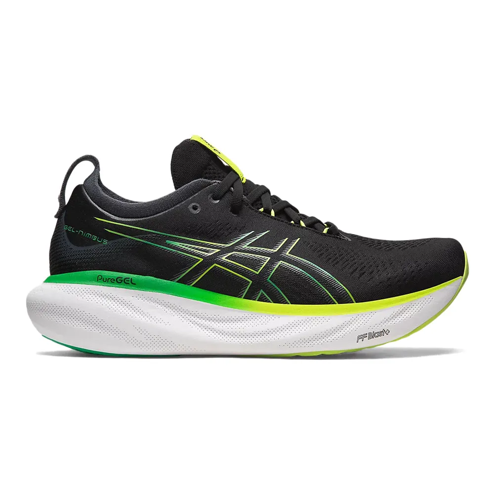 Men's Asics Gel-Nimbus 25, Black/Lime Zest, 9 D Medium