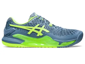 Men's Asics Gel-Resolution 9, Steel Blue/Hazard Green, 12.5 D Medium