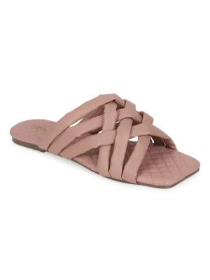 Nude PU Strappy Quilted Sole Slip Ons (TC-ST-1213-NUD)