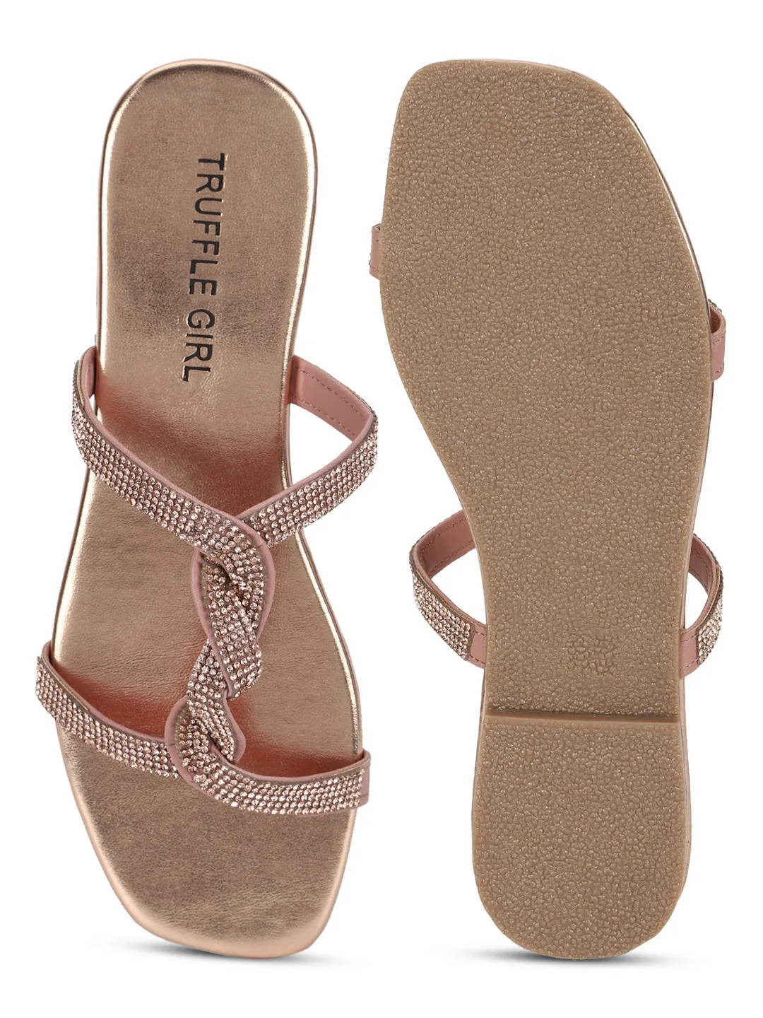 Nude PU Twisted Diamante Strap Slip Ons (TC-ST-1218-NUD)