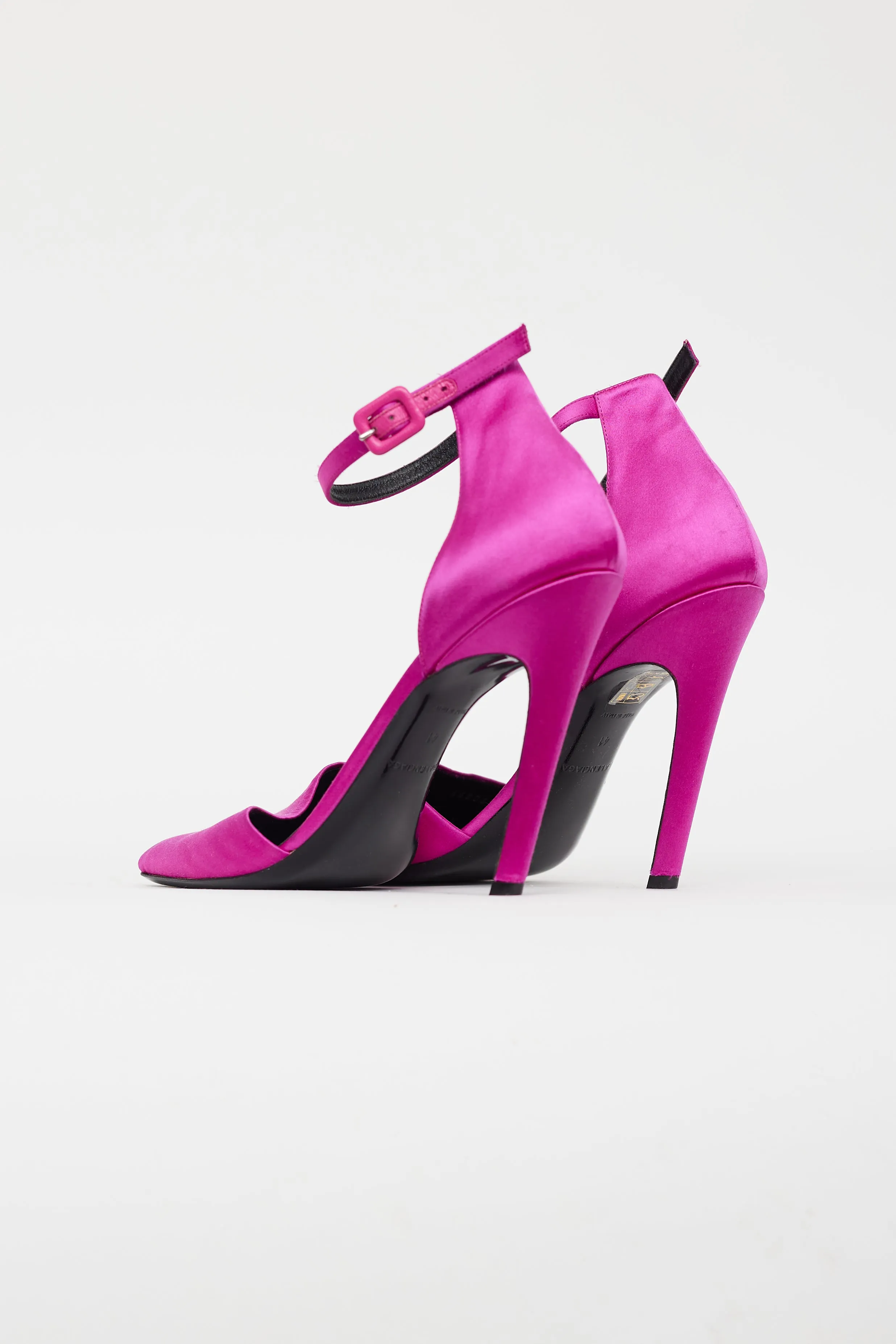 Purple Satin Square Toe Heel Sandal