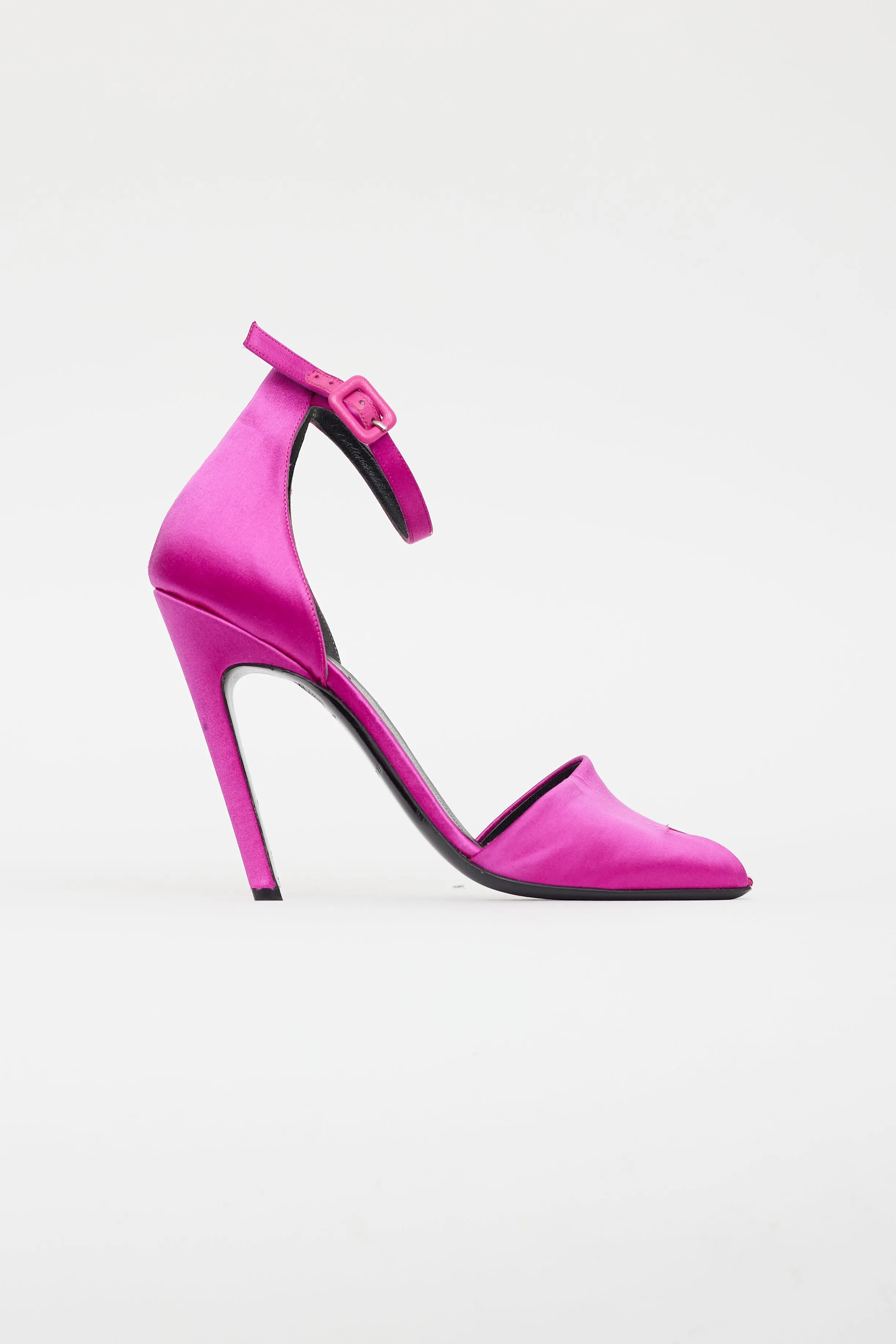 Purple Satin Square Toe Heel Sandal