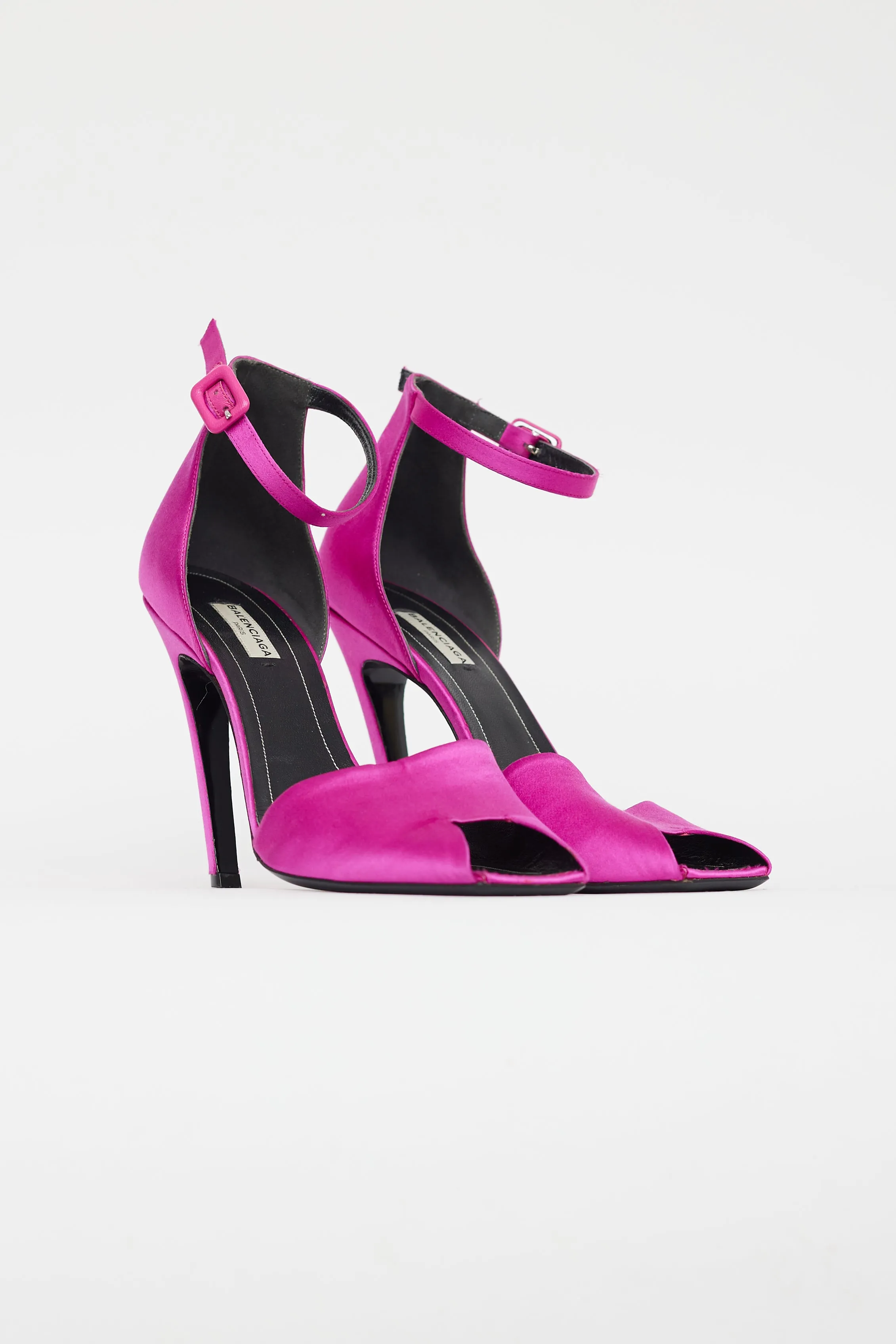 Purple Satin Square Toe Heel Sandal