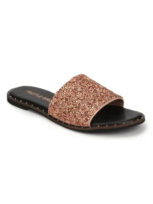 Rose Gold PU Shimmer Slip Ons