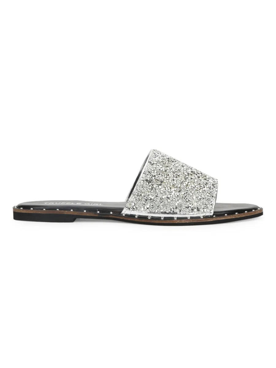 Silver PU Shimmer Slip Ons