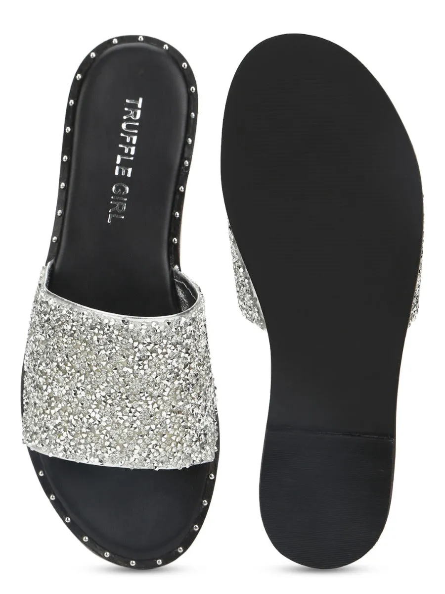 Silver PU Shimmer Slip Ons