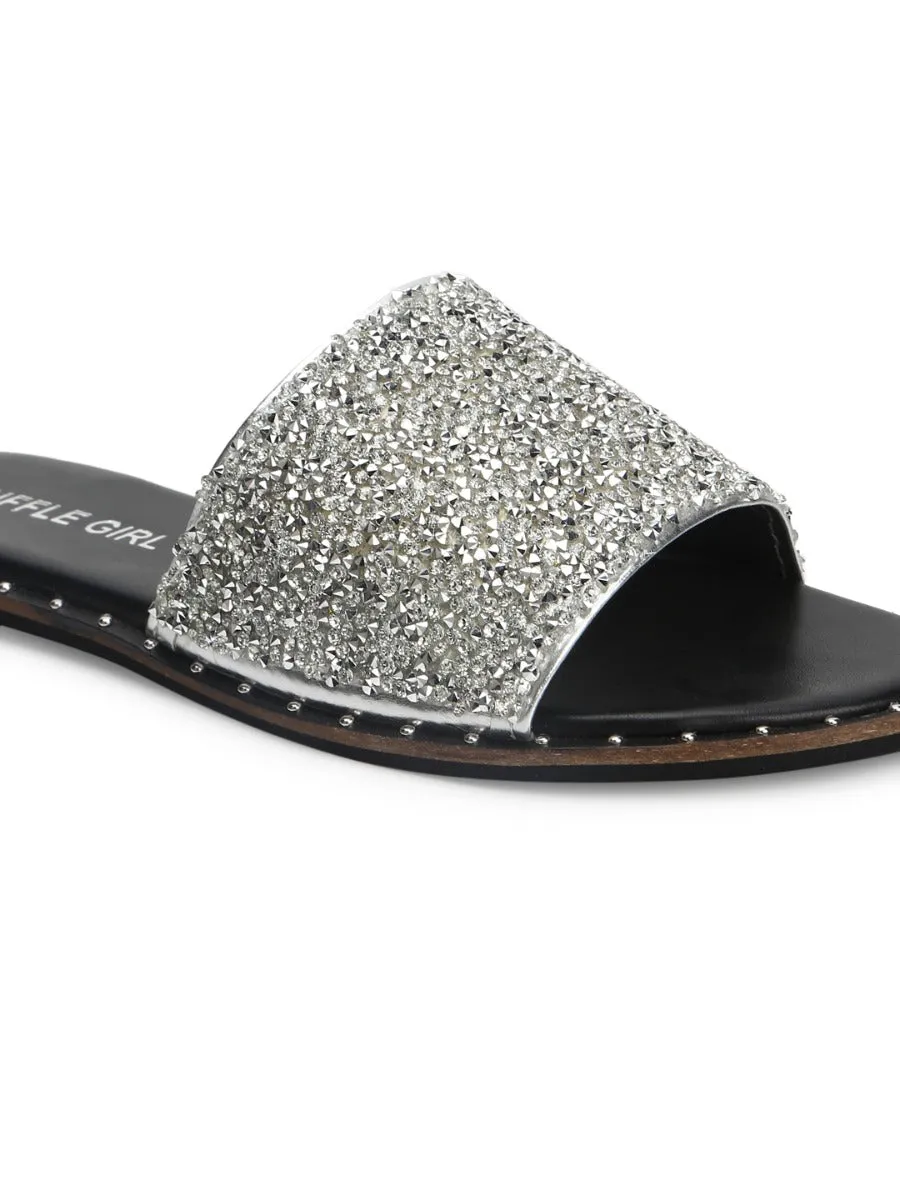 Silver PU Shimmer Slip Ons