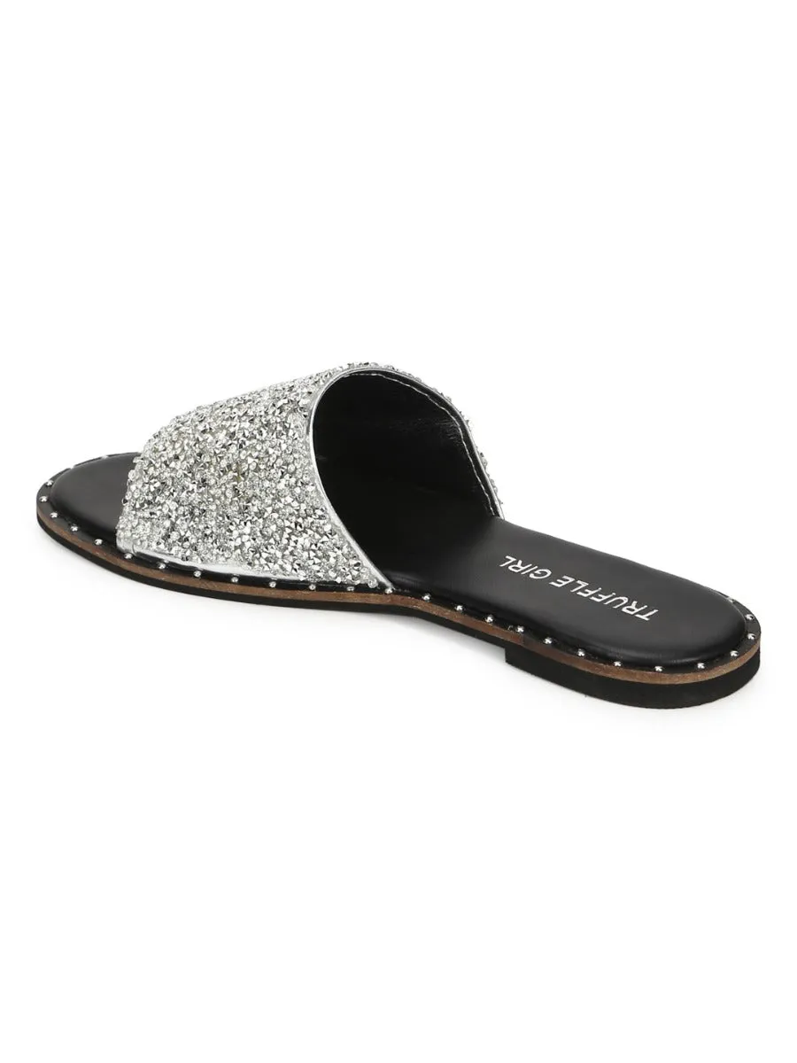 Silver PU Shimmer Slip Ons