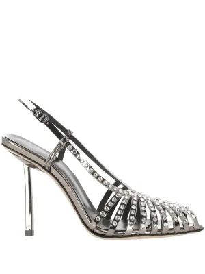 Silver-tone Crystal Embellished Sandals