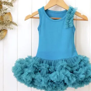 Style Me Little The Infant Petti Dress w/ Shoes Set - Elegant Teal