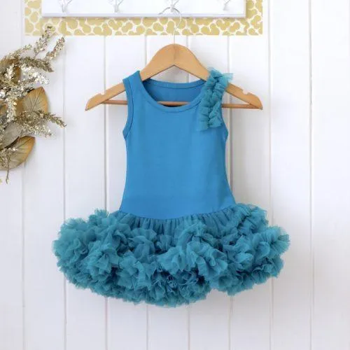 Style Me Little The Infant Petti Dress w/ Shoes Set - Elegant Teal