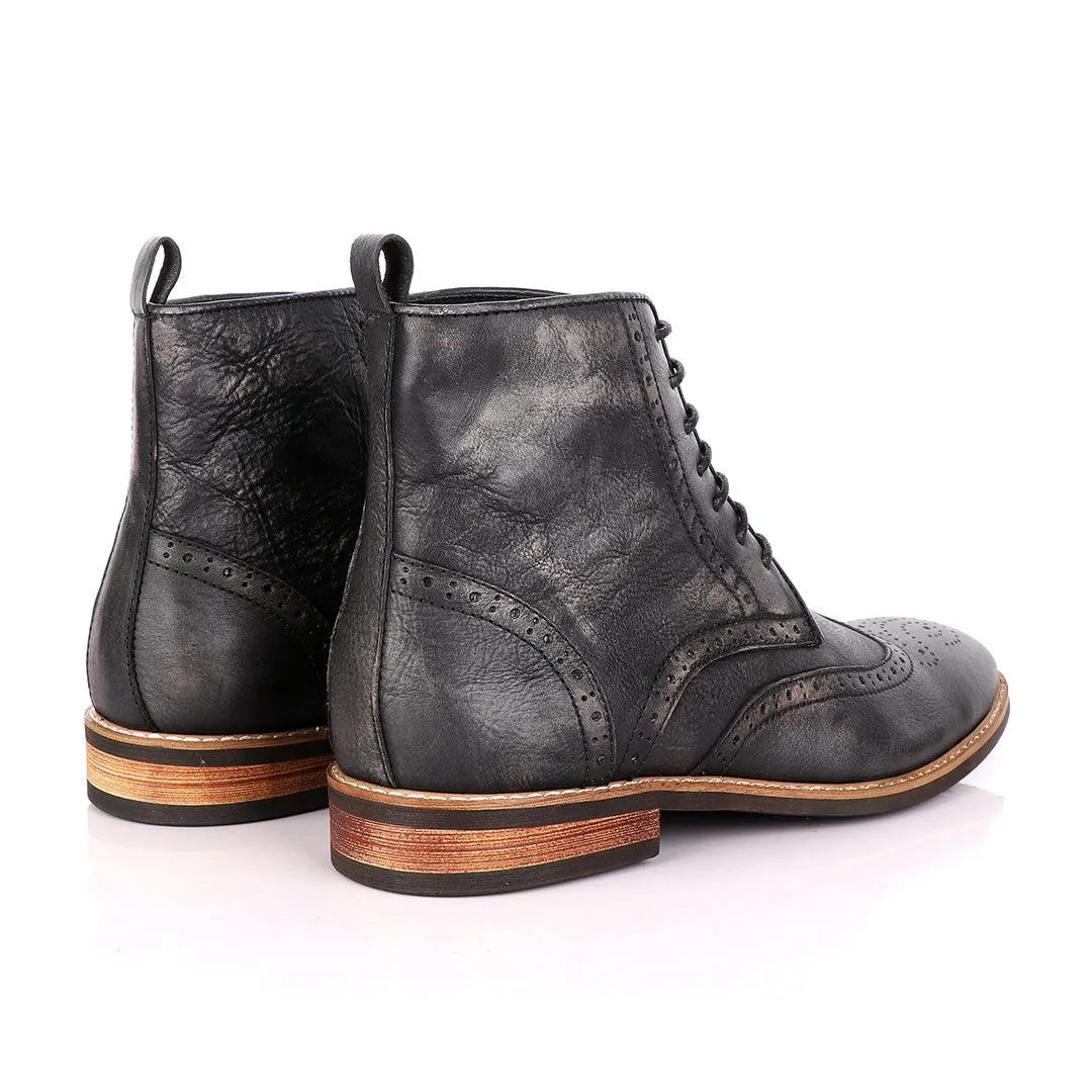 Terry Taylor Black Rugged Leather Formal Boot.