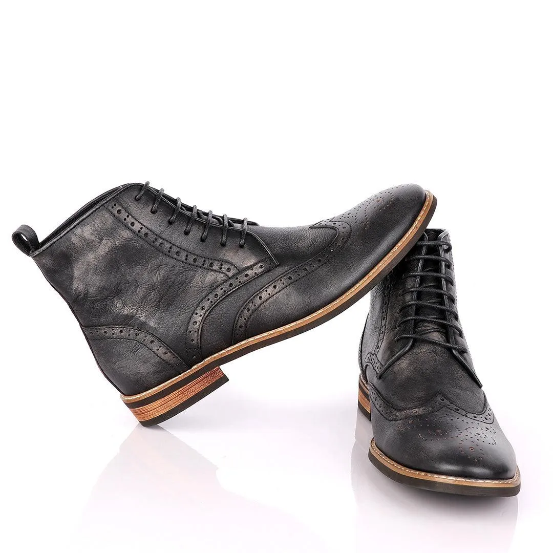 Terry Taylor Black Rugged Leather Formal Boot.