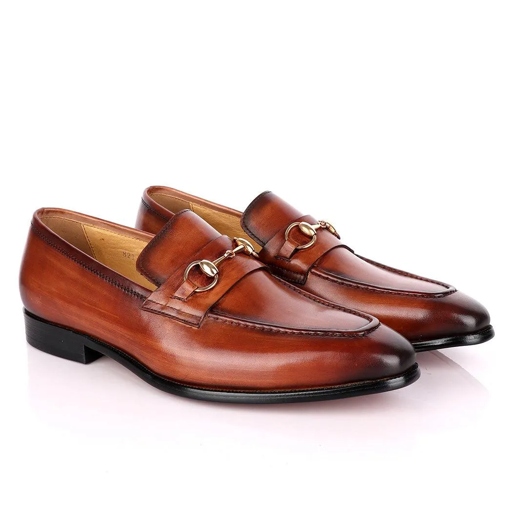 Terry Taylors Brown Leather with Golden Chain Loafers Shoe