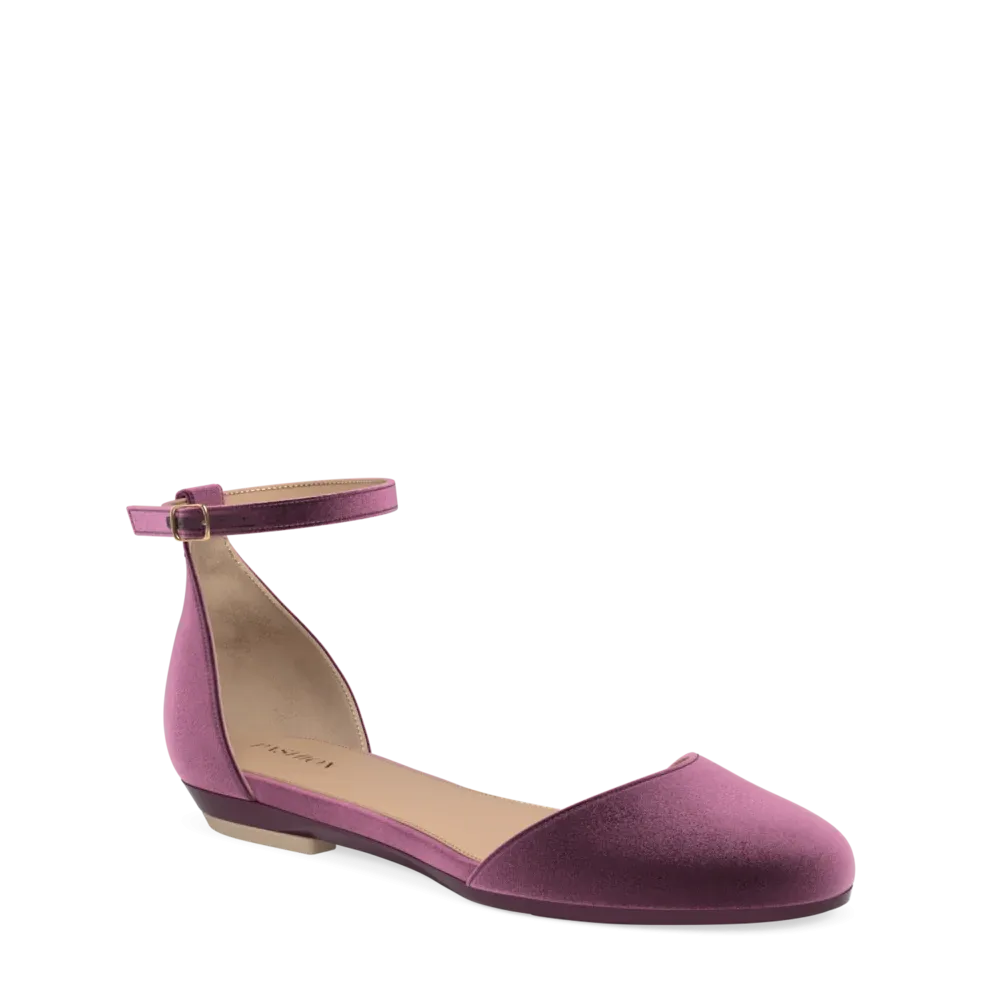 The Jocelyn - Sugar Plum Velvet Flat