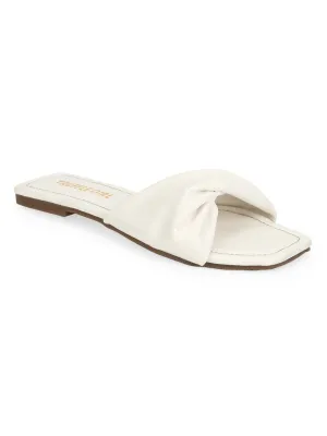 White PU Twisted Strap Slip Ons