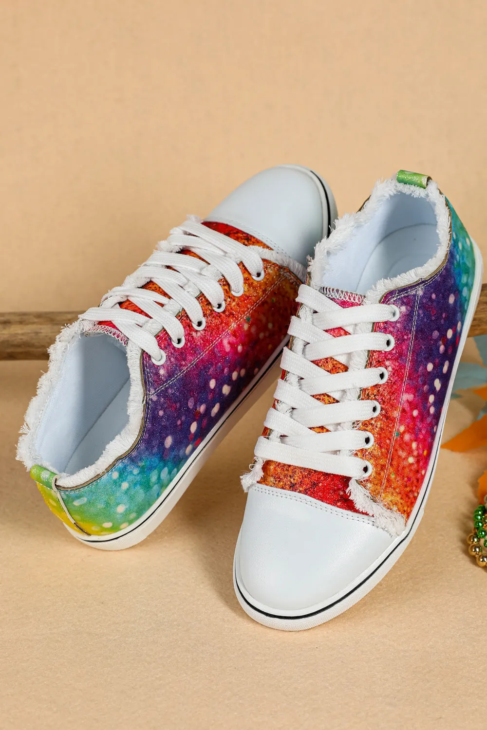 Womens Shoe Sneaker Rainbow Print Gay Pride Low Top Lace Up Canvas Shoes