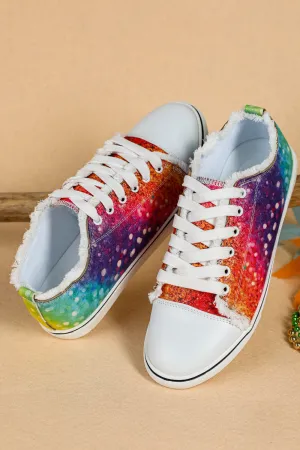 Womens Shoe Sneaker Rainbow Print Gay Pride Low Top Lace Up Canvas Shoes